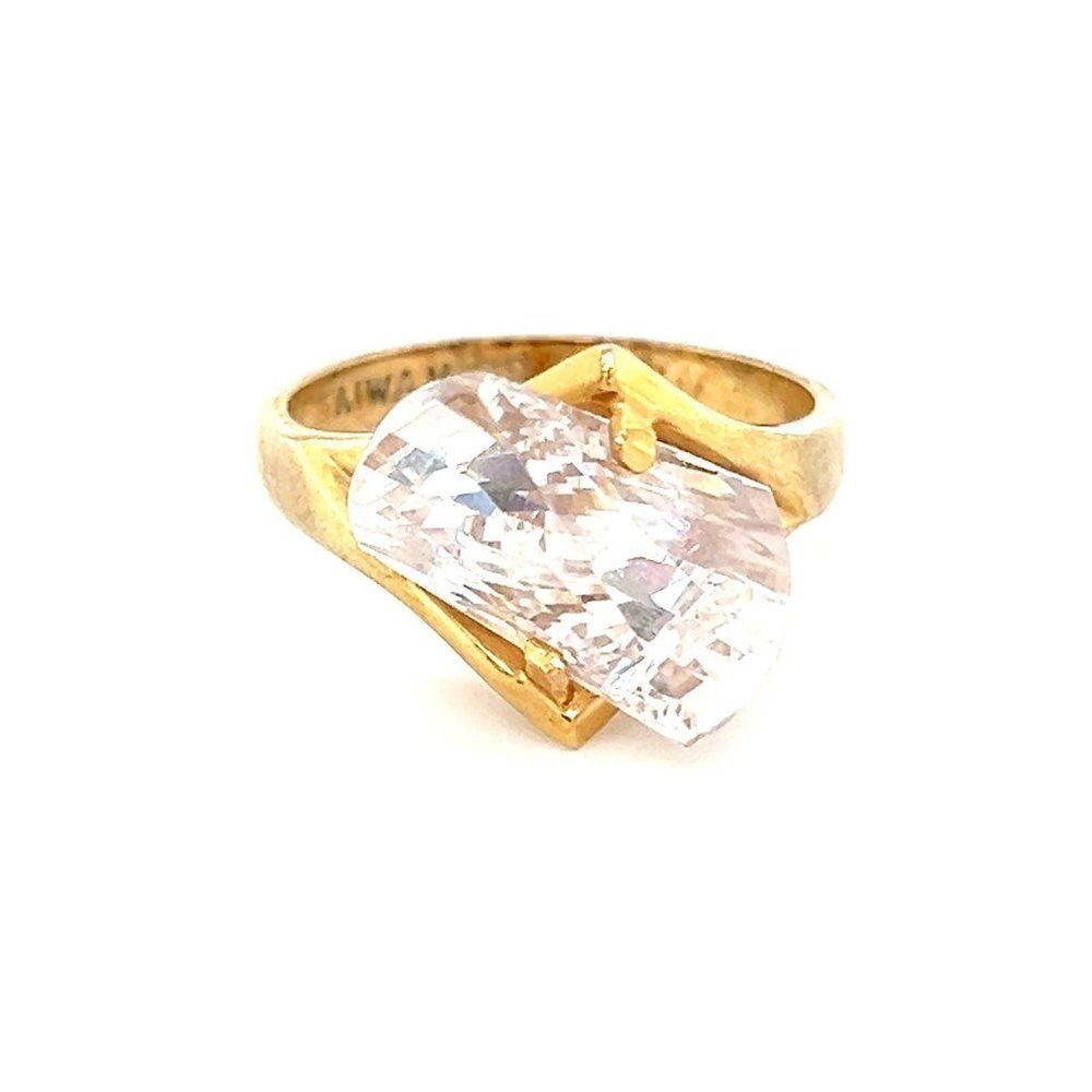 Sterling Gold Vermeil Clear Cz‎ Taiwan Ring